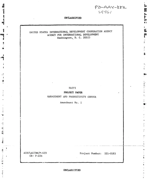 Management and productivity center : amendment no. 1