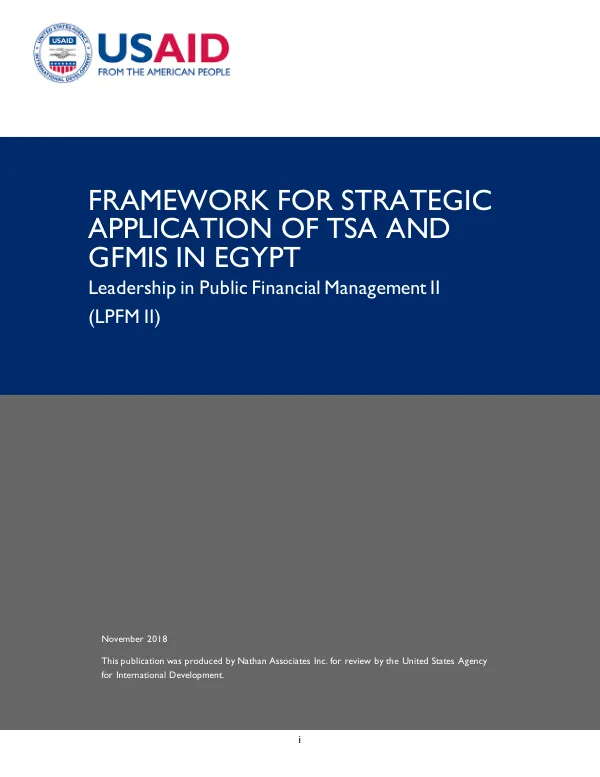 Framework for Strategic Application of TSA and GFMIS in Egypt