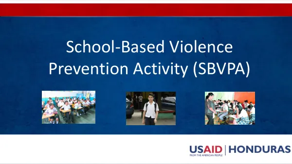 School-Based Violence Prevention Activity (SBVPA)