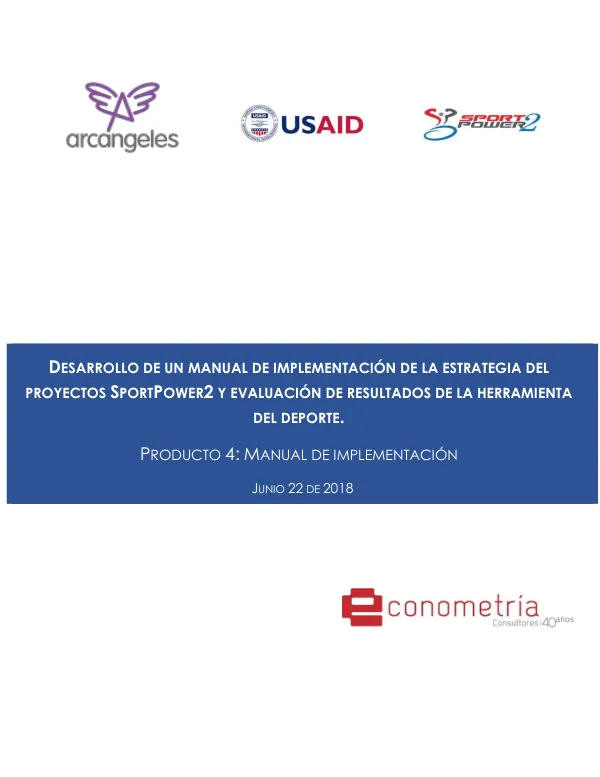 Desarrollo de un manual de implementación del a estrategia del proyectos SportPower2 y evaluación y evaluación de resultados de la herramienta del deporte.