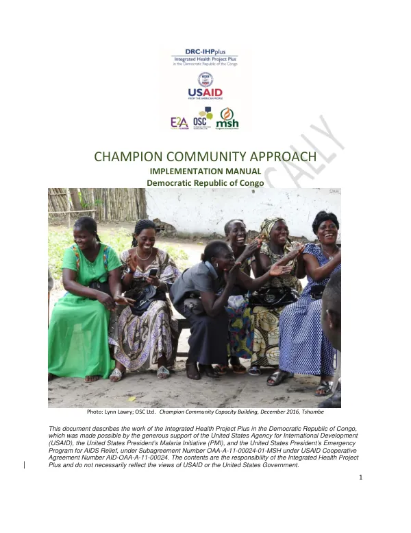 Champion Community Approach Implementation Manual