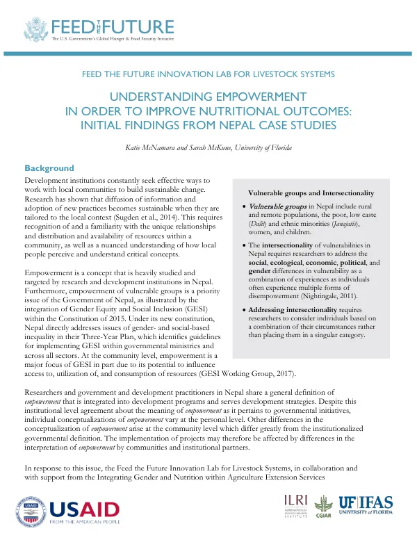 Understanding Empowerment in Nepal: Initial Findings from Case Studies
