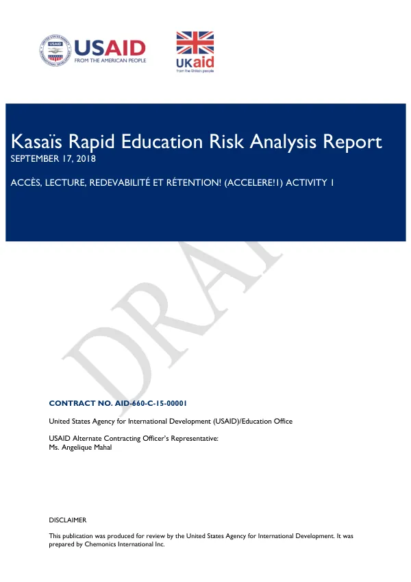 Kasaïs Rapid Education Risk Analysis Report