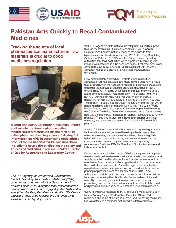 Pakistan Acts Quickly to Recall Contaminated Medicines