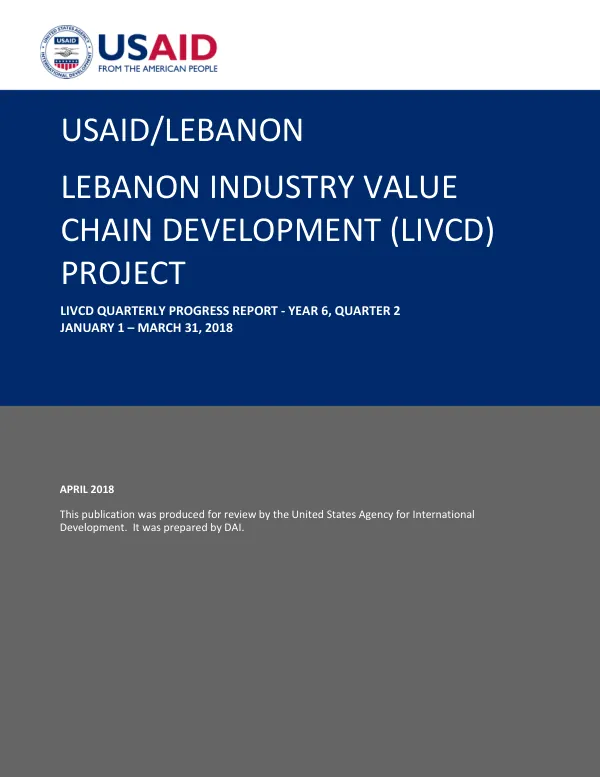 LIVCD Quarterly Progress Report - Year 6, Quarter 2