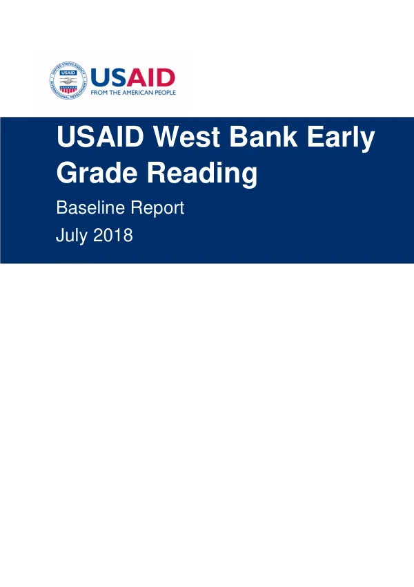 USAID West Bank Early Grade Reading Baseline Report
