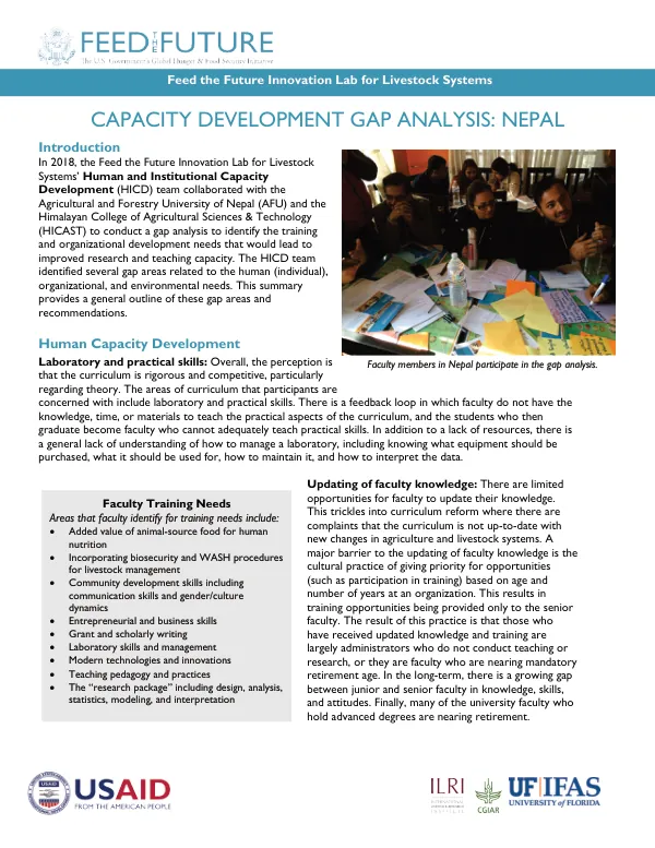 Feed the Future Innovation Lab for Livestock Systems Faculty Training Needs