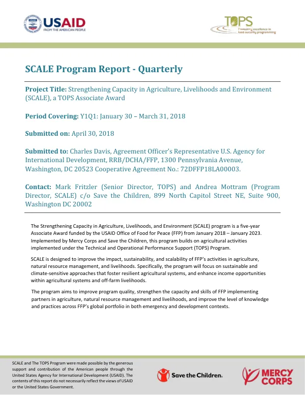 SCALE Program Report - Quarterly