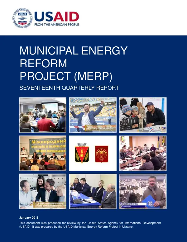USAID MUNICIPAL ENERGY REFORM PROJECT – SEVENTEENTH QUARTERLY REPORT