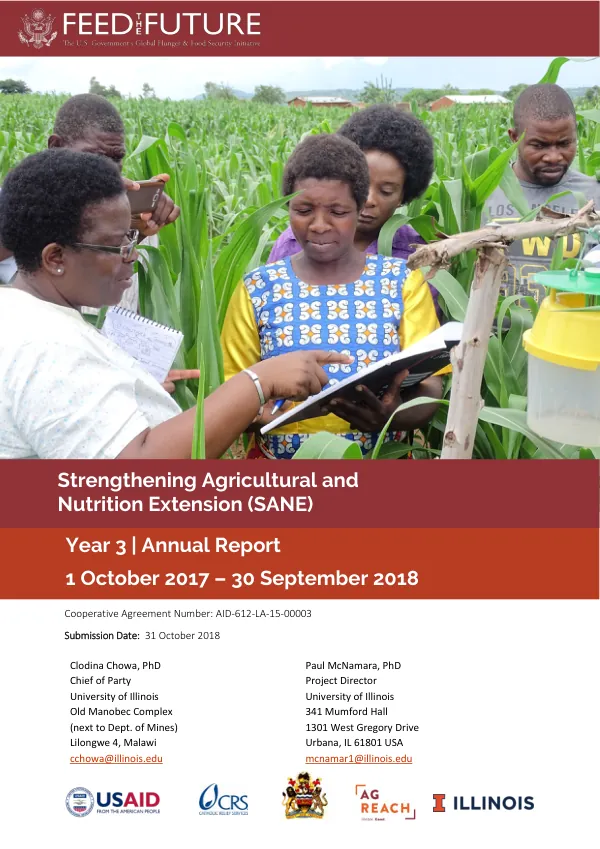 Strengthening Agricultural and Nutrition Extension (SANE) Annual Report FY 2017-2018
