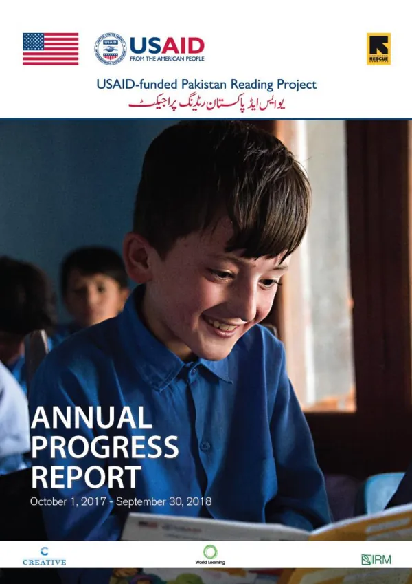 USAID-funded Pakistan Reading Project – Annual Progress Report (October 2017 to September 2018)