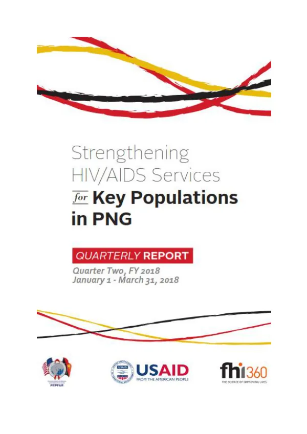 2nd Quarter Report FY 2018: Strengthening HIV/AIDS Services for Key Populations in PNG