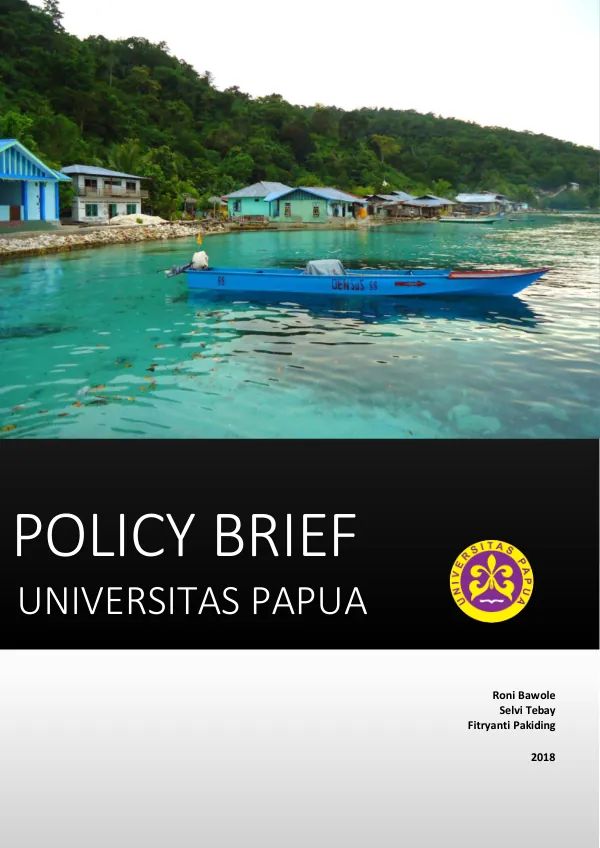 Policy Brief Kawasan Konservasi Perairan di Daerah Bentang Laut Kepala Burung Papua; antara Harapan dan Kenyataan