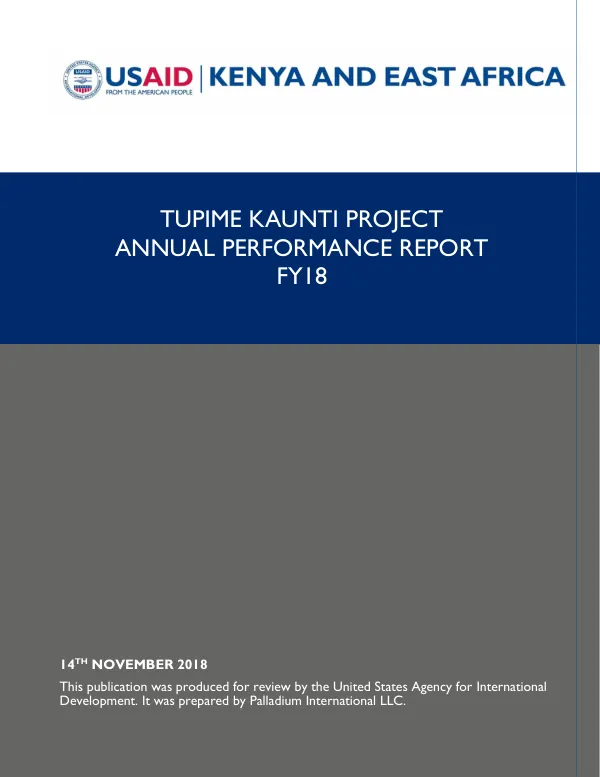 Tupime Kaunti Project FY18 Performance Report