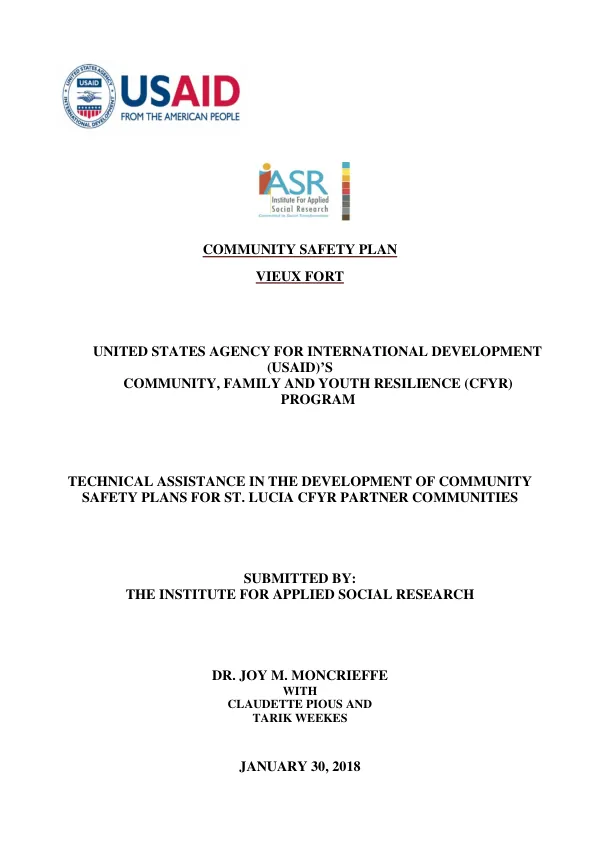 Technical Assistance in the Development of Community Safety Plans for St. Lucia CFYR Partner Communities