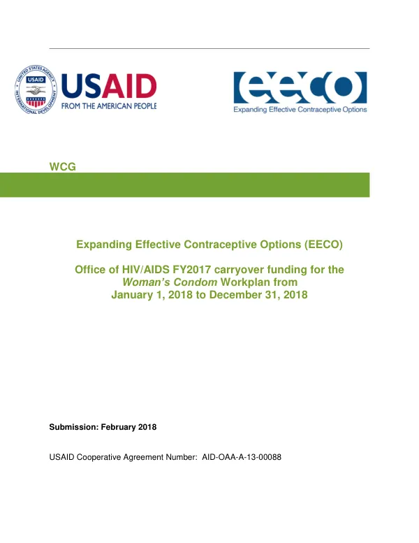 Expanding Effective Contraceptive Options (EECO) Workplan Final January 2018