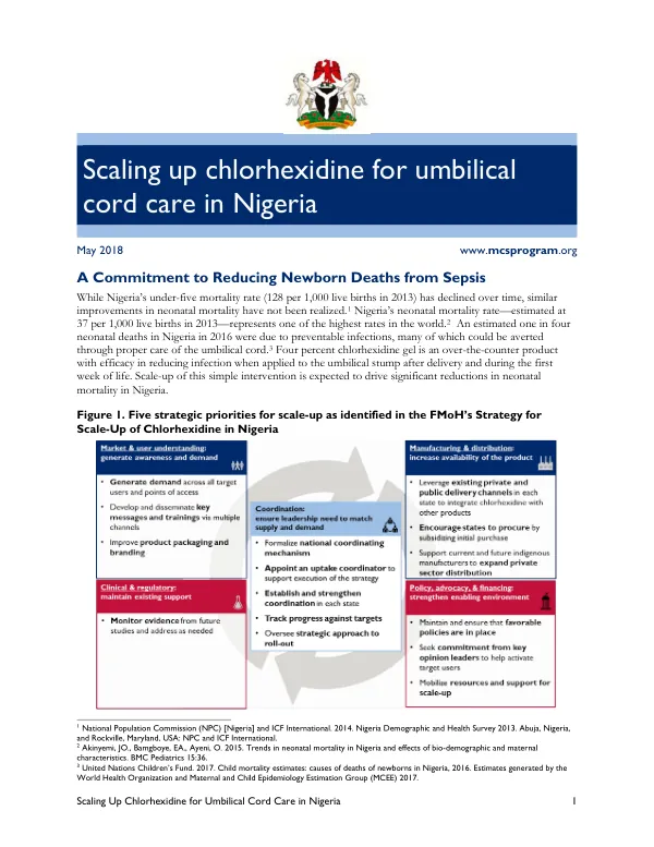 Scaling Up Chlorhexidine for Umbilical Cord Care in Nigeria