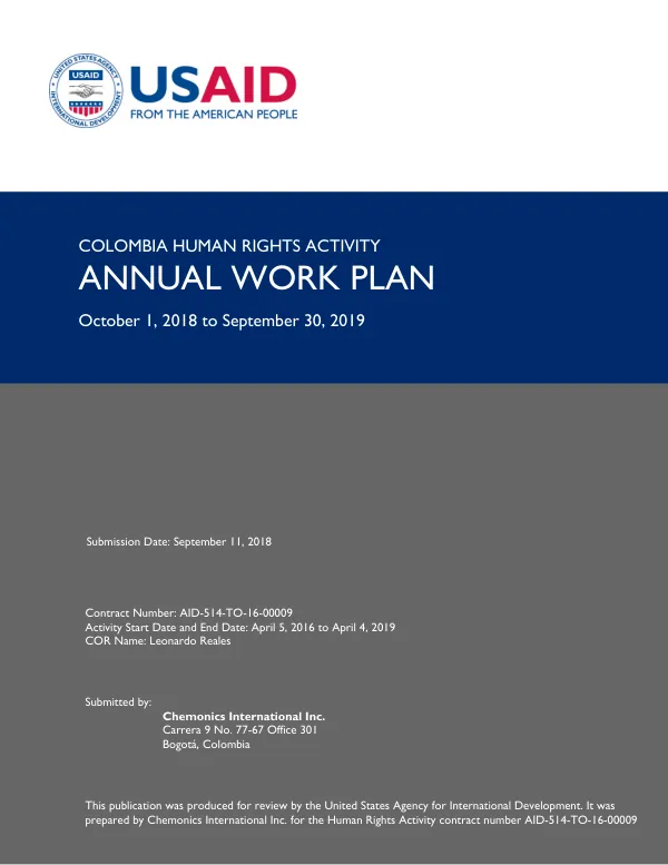 Colombia Human Rights Activity Annual Work Plan