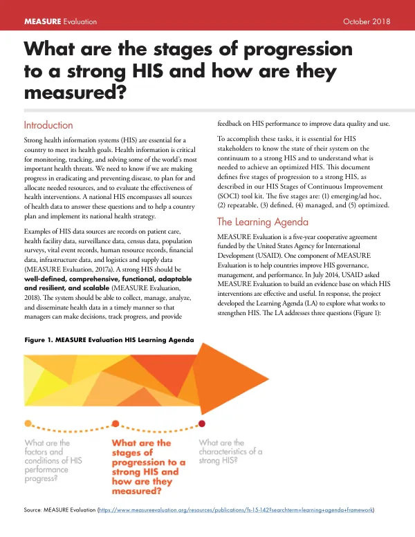 Stages of Progression to a Strong Health Information System (HIS) and How They Are Measured