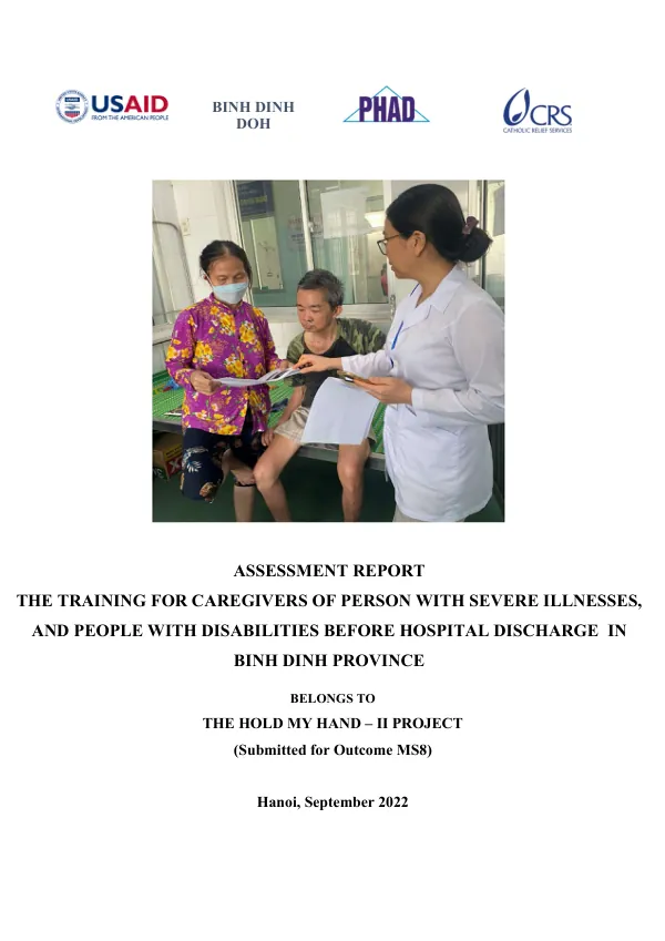 Assessment Report: The training for Caregivers of Person with severe Illness and PWDs before hospital discharge in Binh Dinh Province