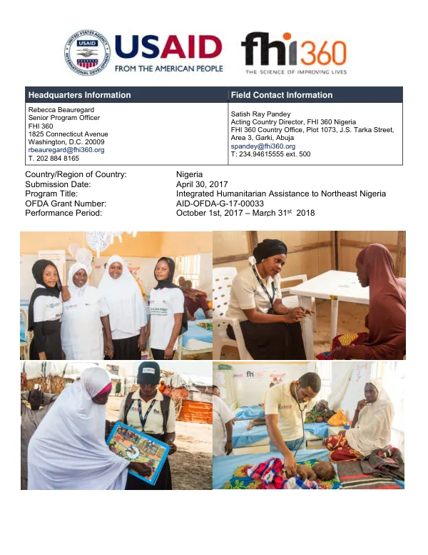 FHI 360 IHANN Semi-Annual Report: October 2017 - March 2018