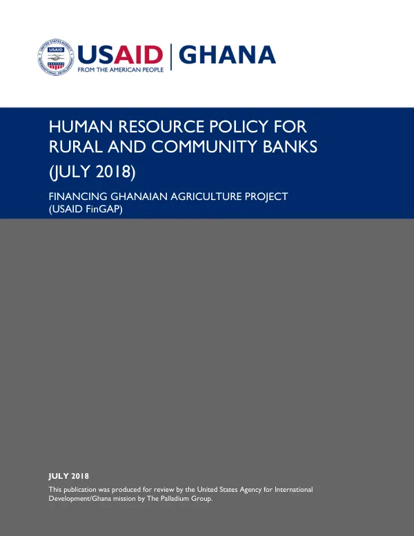 Human Resource Policy for Rural and Community Banks, July 2018