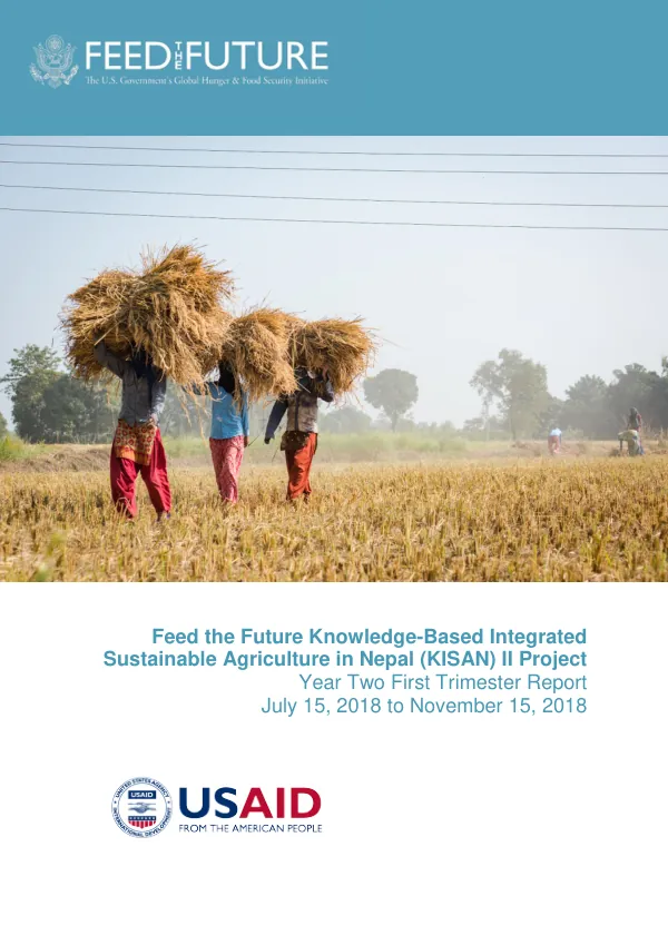 Feed the Future Knowledge-Based Integrated Sustainable Agriculture in Nepal (KISAN) II Project Year Two First Trimester Report