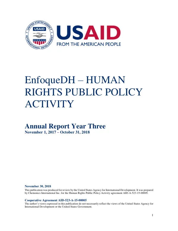 Annual Report Year Three: Human Rights Public Policy Activity