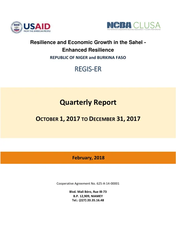 Resilience and Economic Growth in the Sahel - Enhanced Resilience