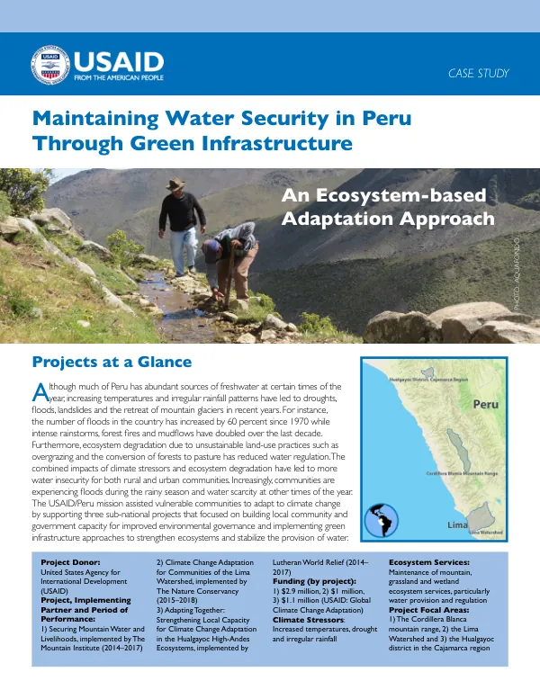 Maintaining Water Security in Peru Through Green Infrastructure