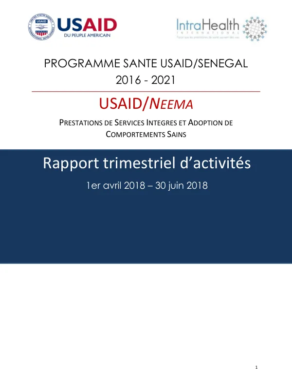 Rapport trimestriel d’activités 1er avril 2018 – 30 juin 2018