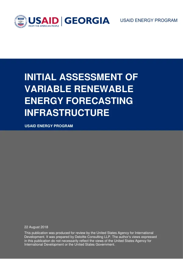 Initial Assessment of Variable Renewable Energy Forecasting Infrastructure