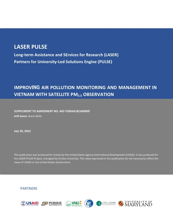 Improvement of Air Pollution Monitoring and Management in Vietnam with Satellite PM2.5 Observation