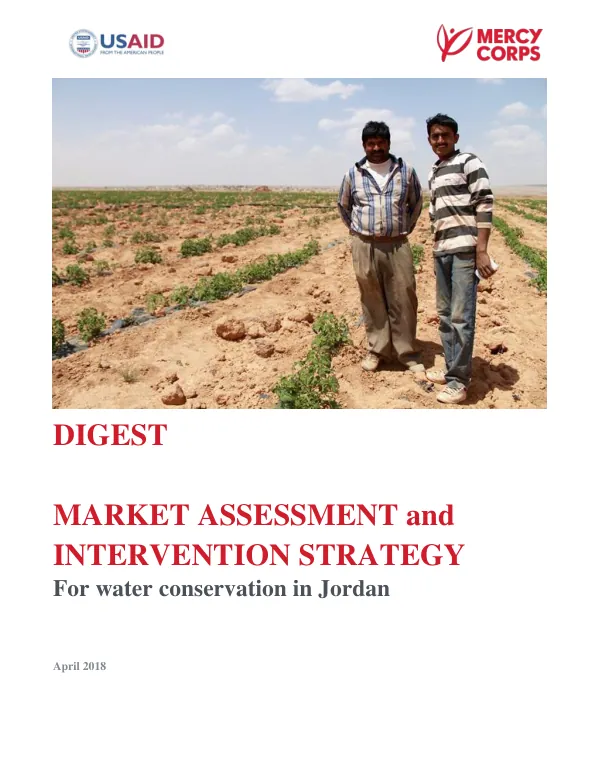 Market Assessment Report: Water Saving Market in Jordan