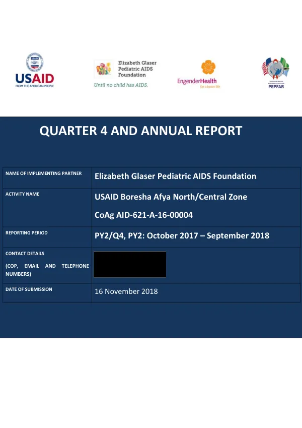 Quarter 4 and Annual Report: USAID Boresha Afya North/Central Zone