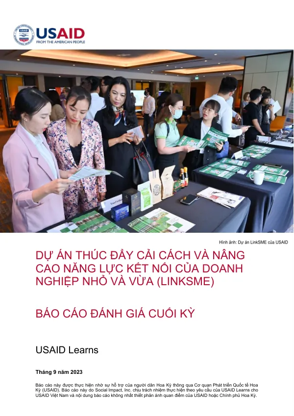Dự án thúc đẩy cảI cách và nâng cao năng lực kết nốI của doanh nghiệp nhỏ và vừa (LinkSME) : báo cáo đánh giá cuốI kỳ