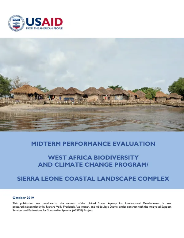 Midterm performance evaluation : West Africa biodiversity and climate change program : Sierra Leone coastal landscape complex