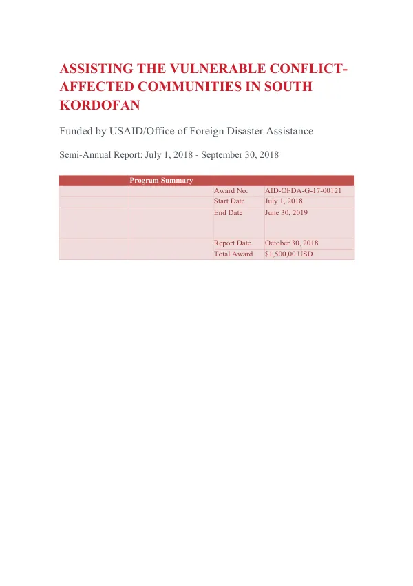 Assisting the Vulnerable Conflict-Affected Communities in South Kordofan