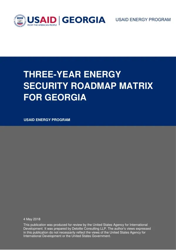 Three-Year Energy Security Roadmap Matrix for Georgia