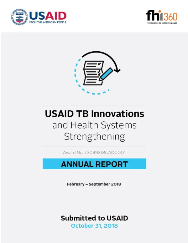 TB Innovations and Health Systems Strengthening | Annual Report February-September 2018