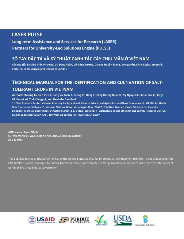 Technical Manual for the Identification and Cultivation of Salt-Tolerant Crops in Vietnam