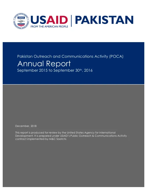 Pakistan Outreach and Communication Activity (POCA) Annual Report