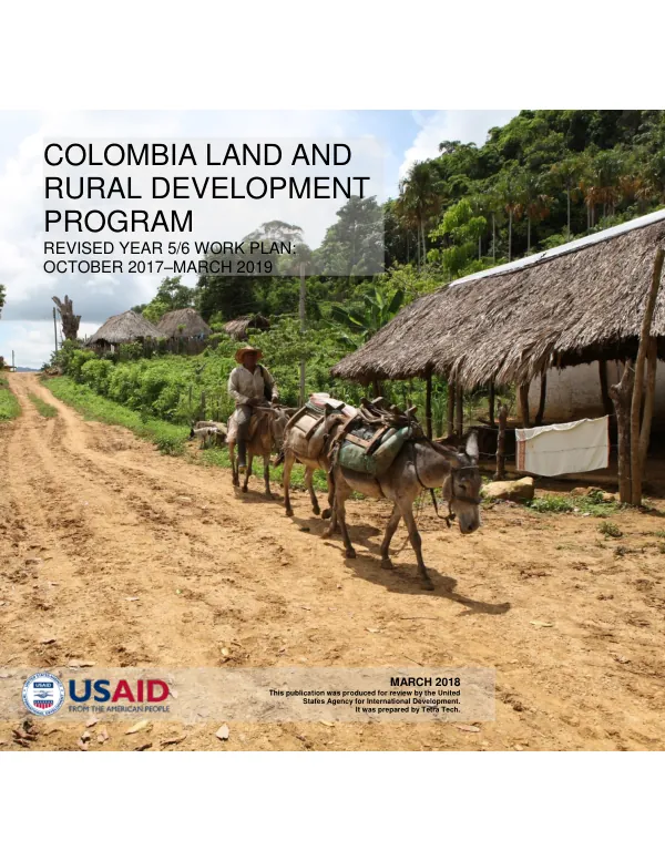 Colombia Land and Rural Development Program: Revised Year 5/6 Work Plan