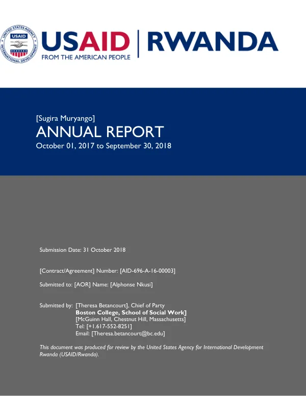 Annual Report: Sugira Muryango Family Strengthening Intervention