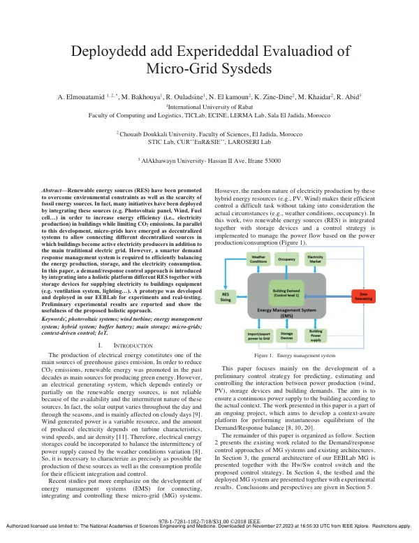 Deployment and Experimental Evaluation of Micro-Grid Systems
