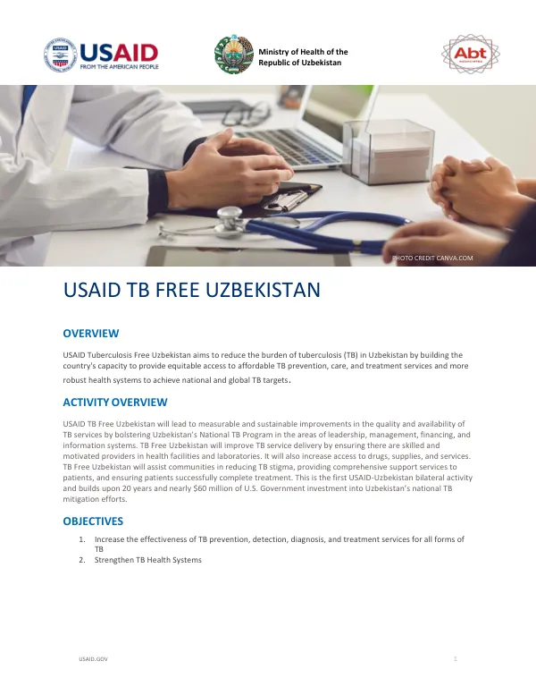 USAID Tuberculosis Free Uzbekistan Activity Overview