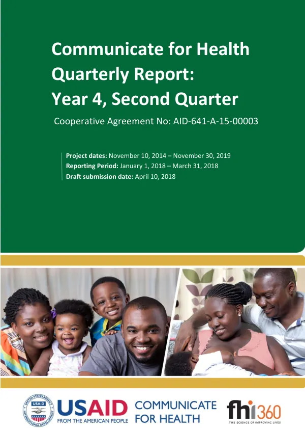 Communicate for Health, Year 4 Quarter 2 Report