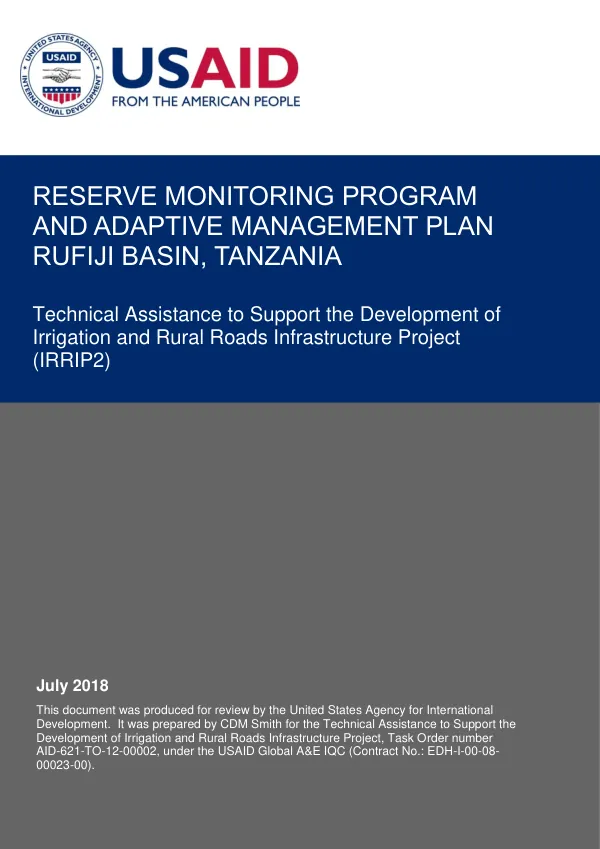 Reserve Monitoring Program and Adaptive Management Plan for the Rufiji Basin, Tanzania