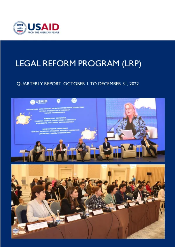 USAID LEGAL REFORM PROGRAM FY2023 FIRST QUARTERLY REPORT: OCTOBER 1, 2022 – DECEMBER 31, 2022