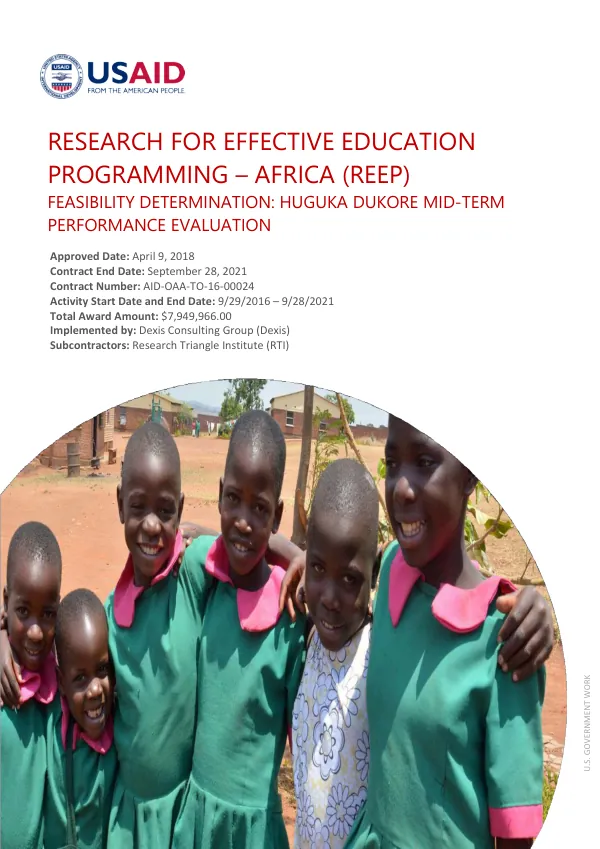 Feasibility Determination: Huguka Dukore Mid-Term Performance Evaluation